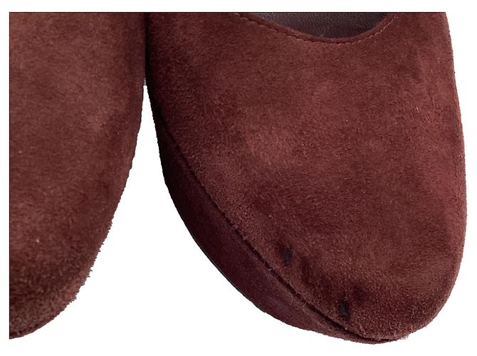 Yves Saint Laurent Décolleté Aliama Saint Laurent in scamosciato bordeaux Bordò - vista 8