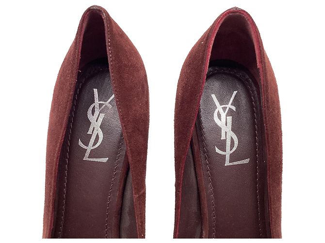 Yves Saint Laurent Décolleté Aliama Saint Laurent in scamosciato bordeaux Bordò - vista 9