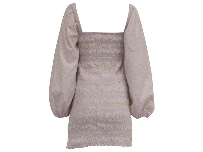 Mini abito smock Ganni con stampa floreale in cotone multicolore - vista 3