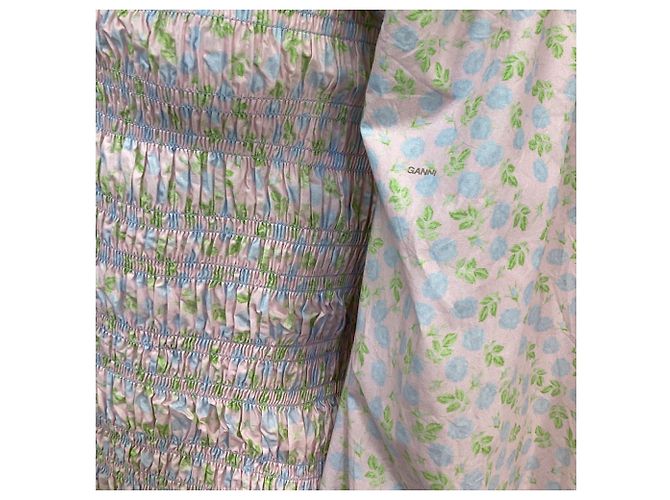 Mini abito smock Ganni con stampa floreale in cotone multicolore - vista 5