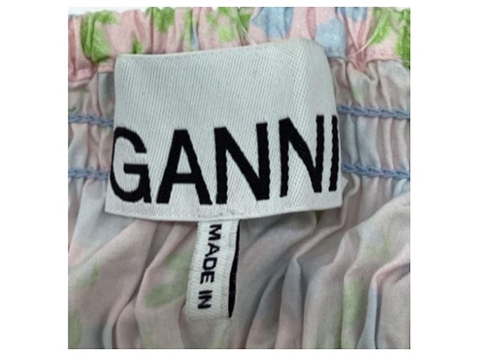 Mini abito smock Ganni con stampa floreale in cotone multicolore - vista 7