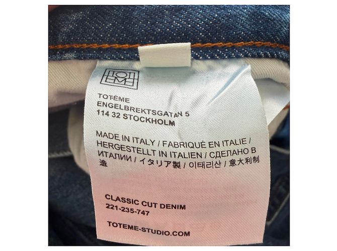 Vaqueros de pierna recta Totême en algodón azul Blanco Crudo - vista 12