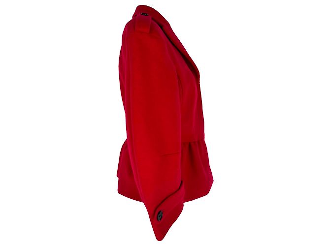 Burberry Peplum Mantel aus roter Virgin Wool - Ansicht 2