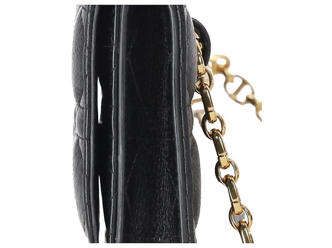 Dior Cannage Caro Gürteltasche mit Kette aus schwarzem Leder - Ansicht 2