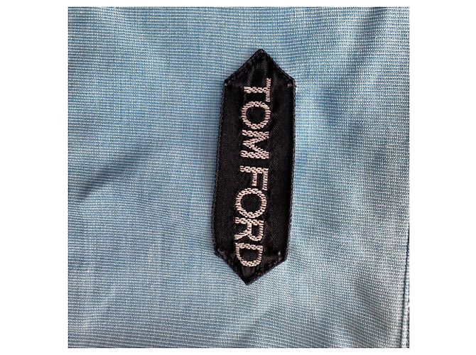 Tom Ford Button-Down-Hemd aus blauer Baumwolle - Ansicht 4