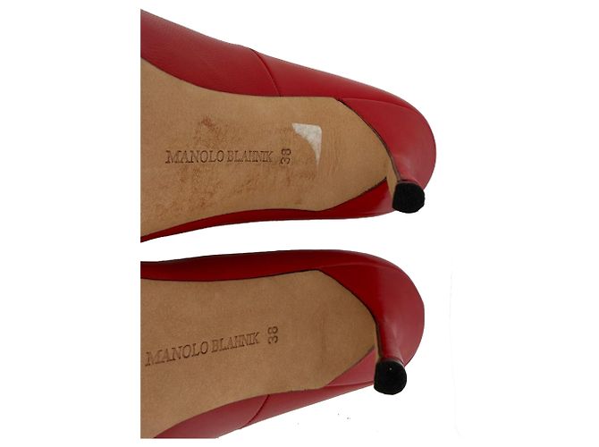 Manolo Blahnik BB 105 Pumps mit Absatz aus rotem Leder - Ansicht 9