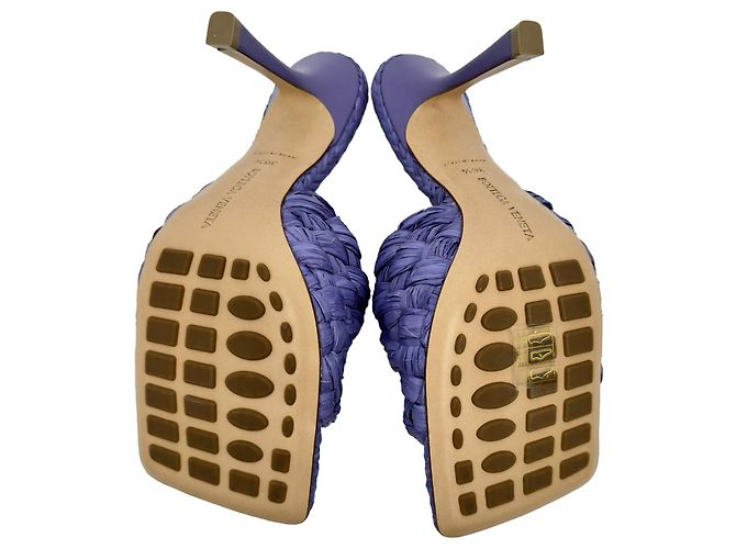 Bottega Veneta Intrecciato Weave Stiletto in Raffia Viola Porpora - vista 11