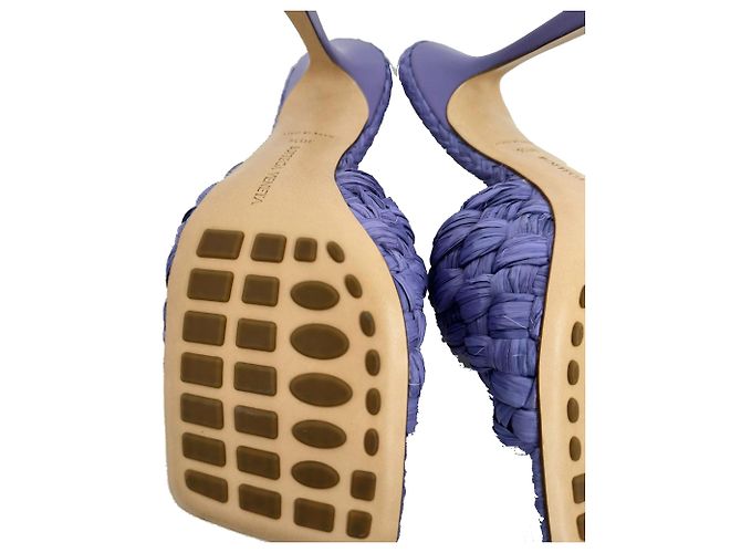 Bottega Veneta Intrecciato Weave Stiletto in Raffia Viola Porpora - vista 12