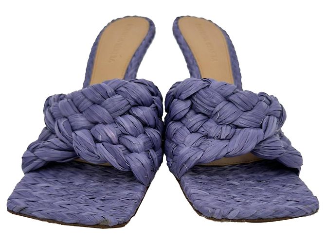 Bottega Veneta Intrecciato Weave Stiletto in Raffia Viola Porpora - vista 2