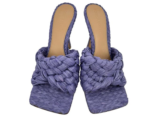 Bottega Veneta Intrecciato Weave Stiletto in Raffia Viola Porpora - vista 3