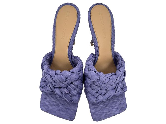 Bottega Veneta Intrecciato Weave Stiletto in Raffia Viola Porpora - vista 4