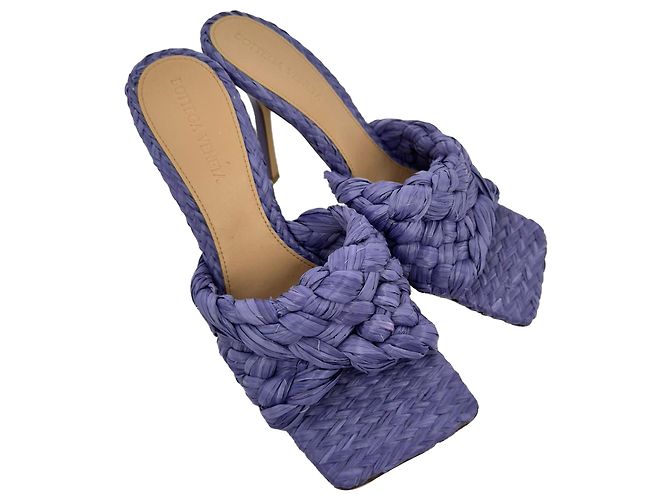 Bottega Veneta Intrecciato Weave Stiletto in Raffia Viola Porpora - vista 5