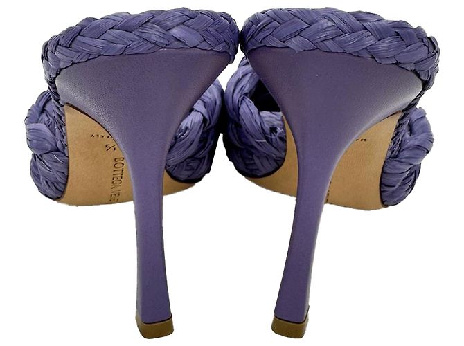Bottega Veneta Intrecciato Weave Stiletto in Raffia Viola Porpora - vista 6