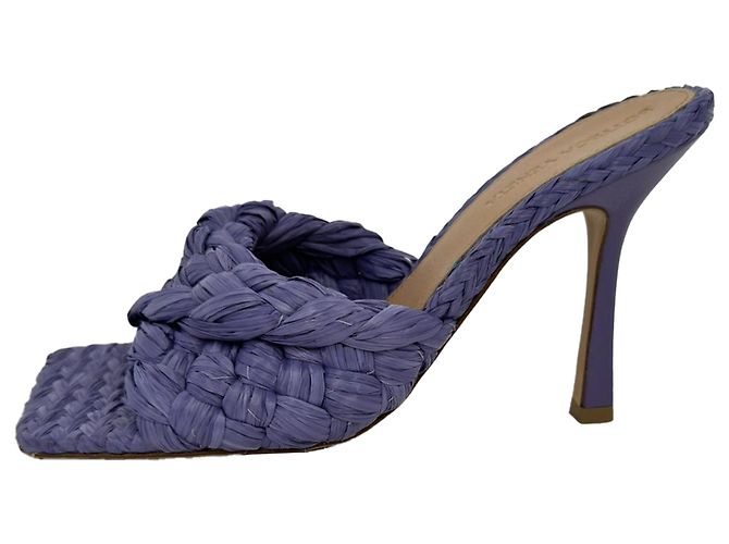 Bottega Veneta Intrecciato Weave Stiletto in Raffia Viola Porpora - vista 7