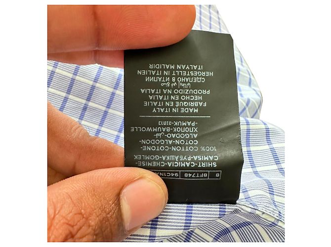 Camicia a bottoni a quadri Tom Ford in cotone blu - vista 10