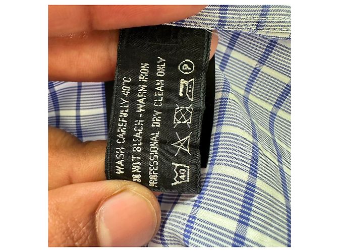 Camicia a bottoni a quadri Tom Ford in cotone blu - vista 7