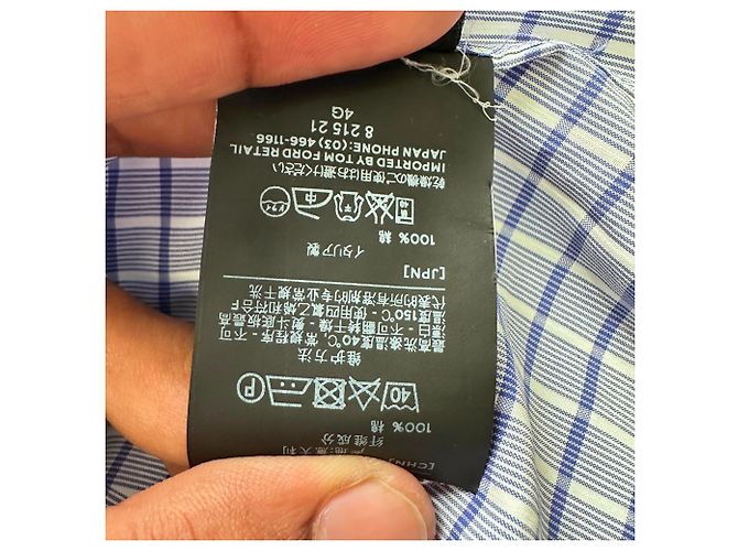 Camicia a bottoni a quadri Tom Ford in cotone blu - vista 9