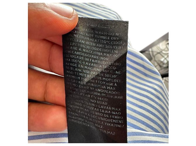 Tom Ford Gestreiftes Button-Down-Hemd aus blauer Baumwolle - Ansicht 10