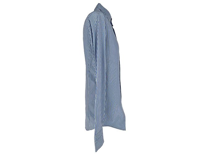 Tom Ford Gestreiftes Button-Down-Hemd aus blauer Baumwolle - Ansicht 2