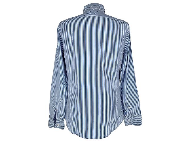 Tom Ford Gestreiftes Button-Down-Hemd aus blauer Baumwolle - Ansicht 3