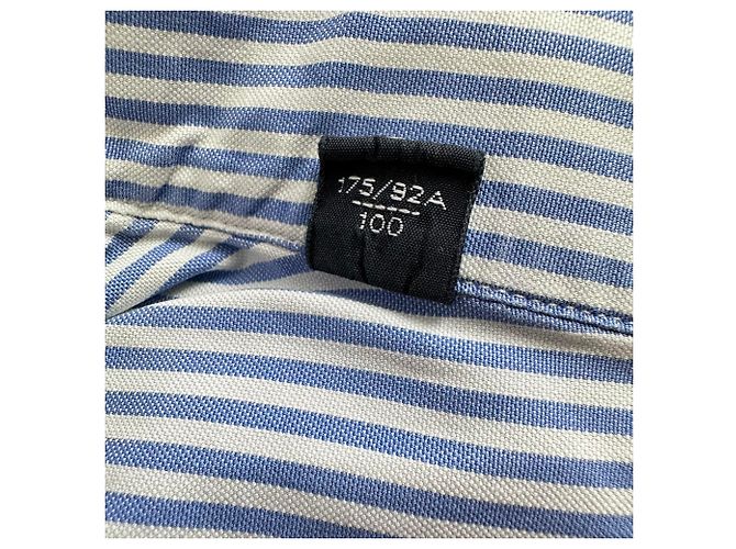 Tom Ford Gestreiftes Button-Down-Hemd aus blauer Baumwolle - Ansicht 5