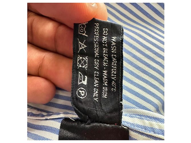 Tom Ford Gestreiftes Button-Down-Hemd aus blauer Baumwolle - Ansicht 8