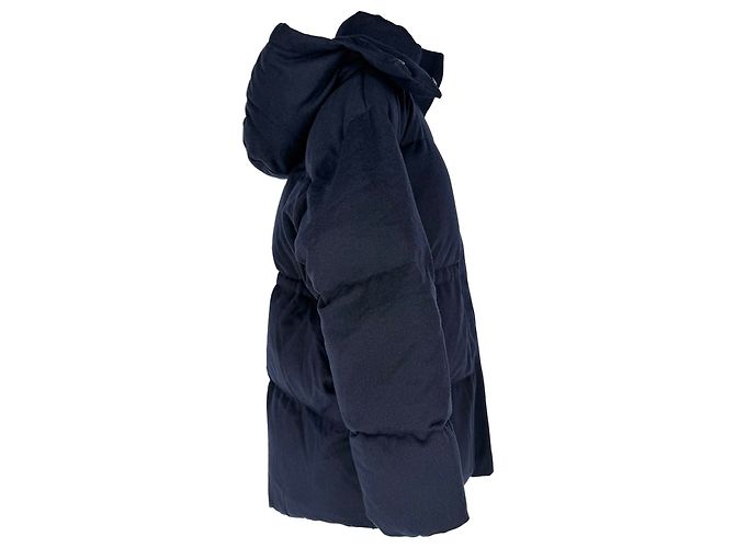 Joseph Dorset Brushed Flannel Down Jacket in Navy Blue Wool - view 3