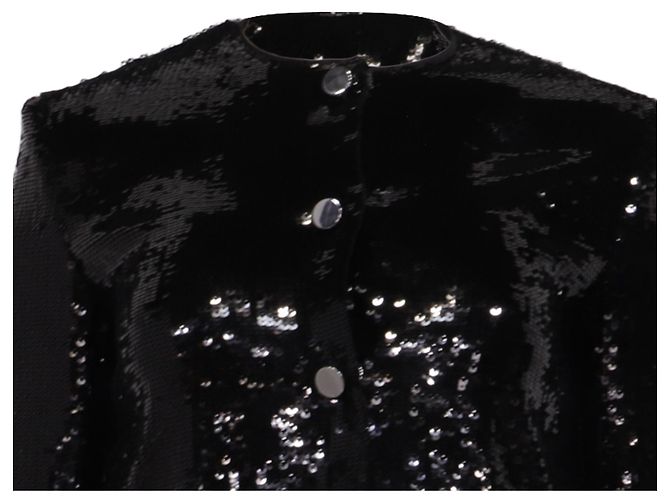 Theory Sequin Pocket Cropped Jacket in Black Polyester - view 2