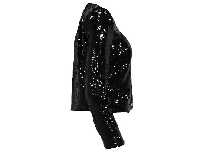 Theory Sequin Pocket Cropped Jacket in Black Polyester - view 3