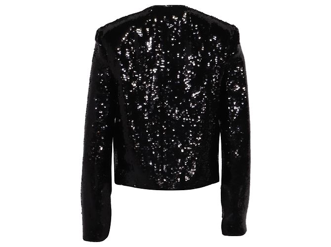 Theory Sequin Pocket Cropped Jacket in Black Polyester - view 4