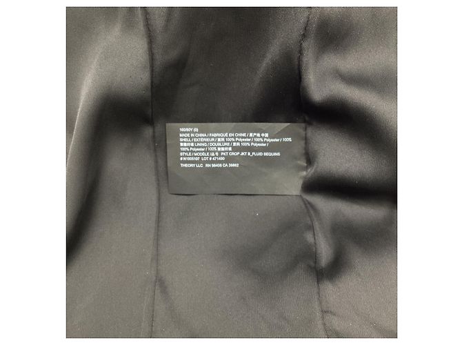 Theory Sequin Pocket Cropped Jacket in Black Polyester - view 7
