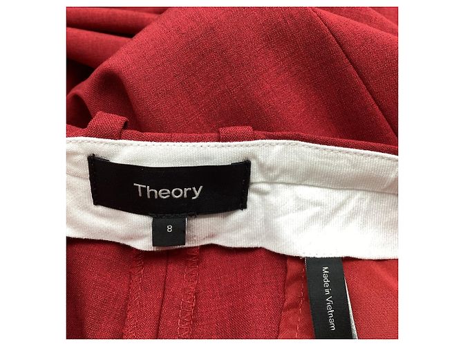 Theory Thoery Gerade Hose aus roter Virgin Wool - Ansicht 5