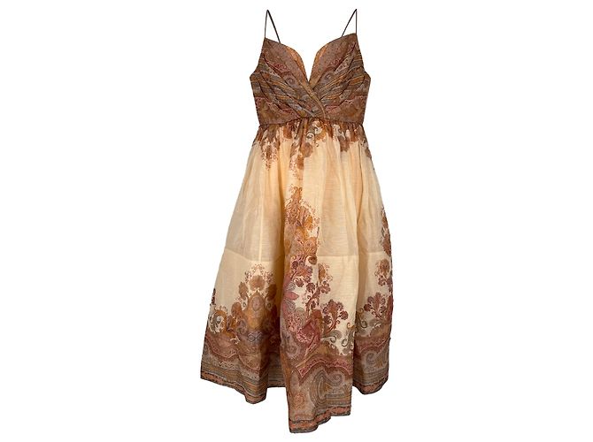 Abito midi drappeggiato Illustration di Zimmermann in lino multicolore - vista 3