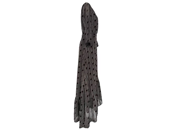 Ba&Sh Pisy Bedrucktes Wickel-Maxikleid aus schwarzem Polyester - Ansicht 2