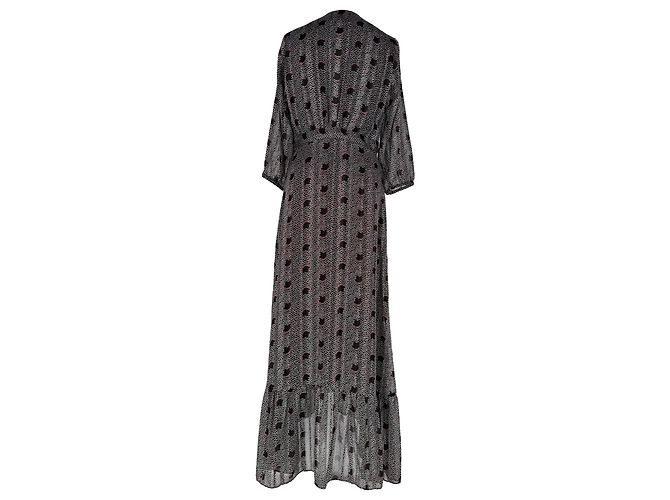 Ba&Sh Pisy Bedrucktes Wickel-Maxikleid aus schwarzem Polyester - Ansicht 3