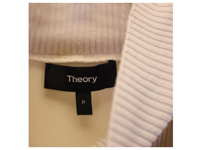 Top sem mangas de gola alta Theory em poliéster creme Branco Cru - vista 3