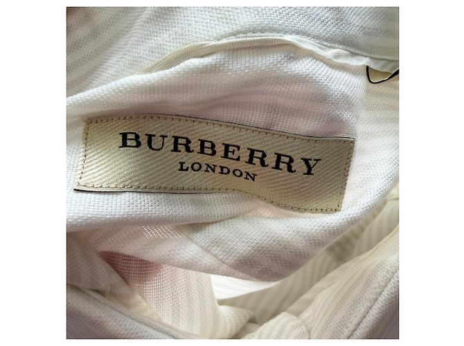 Burberry Pinstripe Button-Down-Hemd aus weißer Baumwolle Roh - Ansicht 10