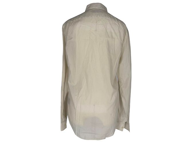 Burberry Pinstripe Button-Down-Hemd aus weißer Baumwolle Roh - Ansicht 2