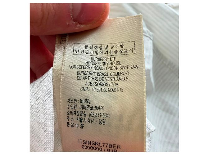 Burberry Pinstripe Button-Down-Hemd aus weißer Baumwolle Roh - Ansicht 4