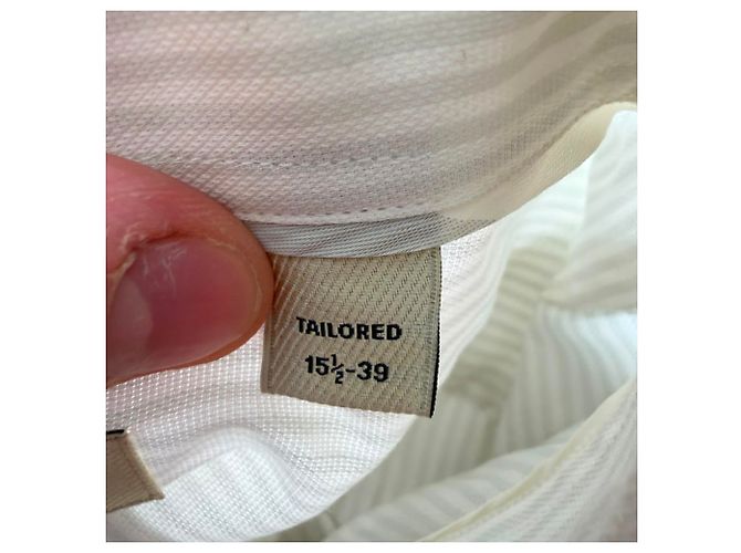 Burberry Pinstripe Button-Down-Hemd aus weißer Baumwolle Roh - Ansicht 9