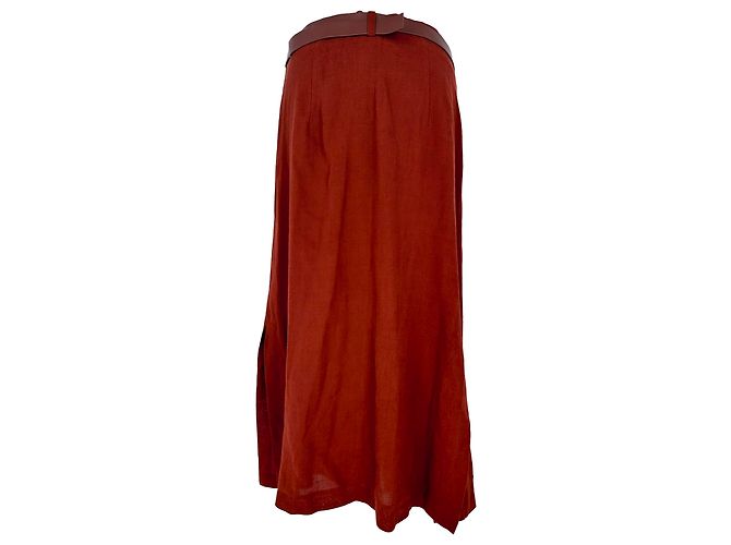 Falda midi Max Mara con cinturón en lana naranja óxido - vista 2