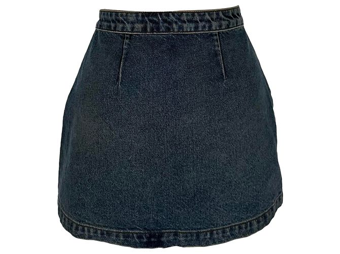 Mini falda vaquera con botones Reformation en algodón azul - vista 3