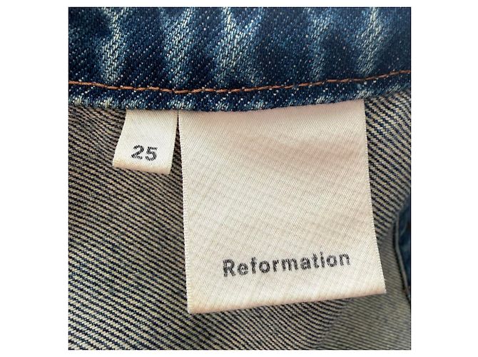 Mini falda vaquera con botones Reformation en algodón azul - vista 6