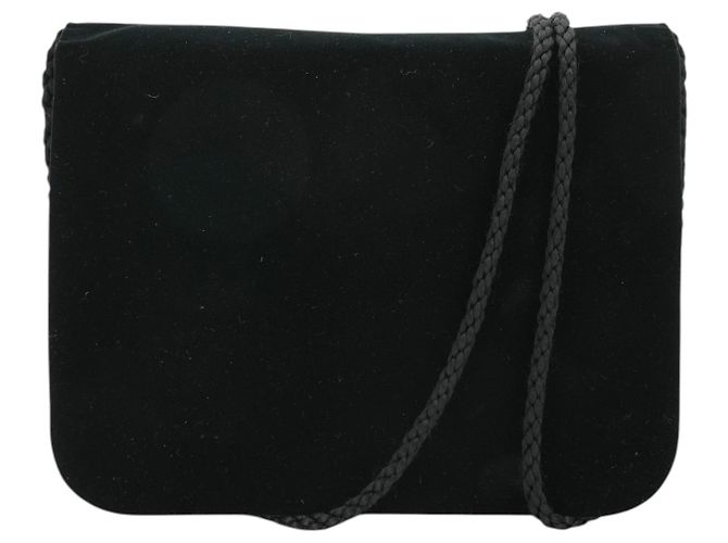 Yves Saint Laurent Borsa a tracolla da sera in velluto nero con croce dorata - vista 3