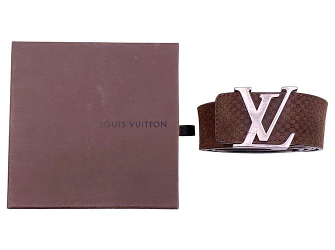 Louis Vuitton Gürtel Mini Damier Suede LV Initiales Braun Größe 95 - Ansicht 3