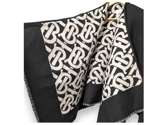 Burberry TB Logo Wollcape Schwarz - Ansicht 4