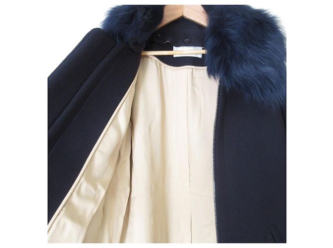 Chloé Abrigo 2way de lana y shearling Chloe Azul Azul marino - vista 5