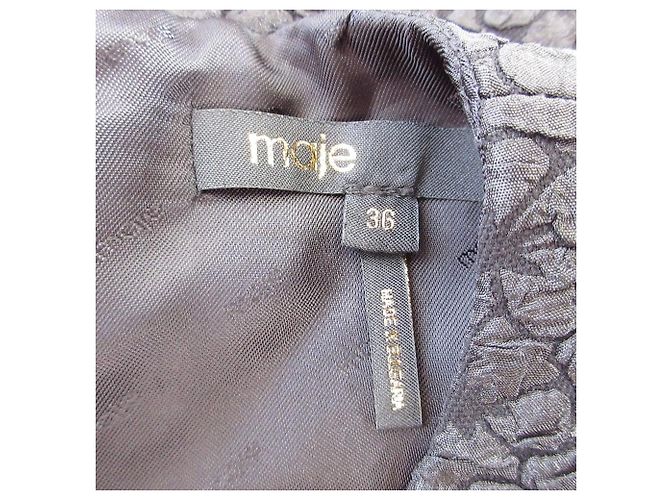 Maje Kleid aus Blumen-Jacquard Schwarz - Ansicht 8