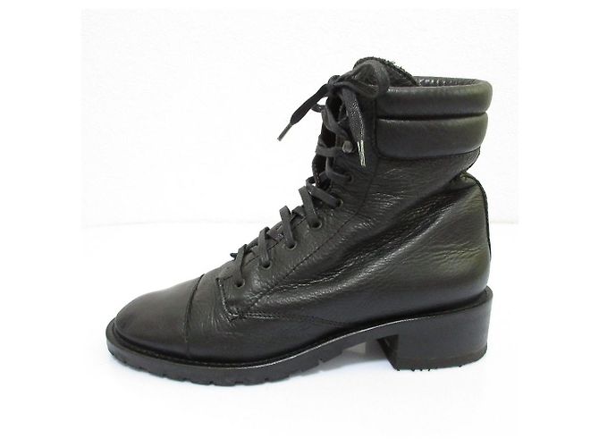 Max Mara Leder-Schnürstiefeletten Schwarz - Ansicht 3