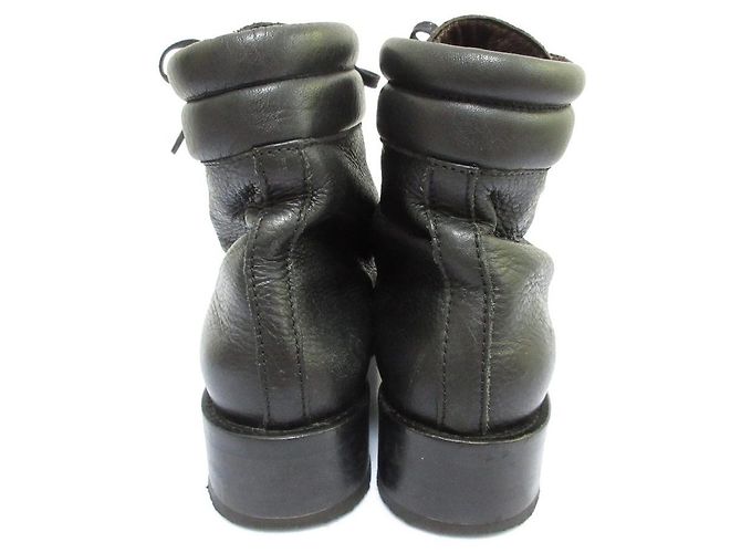Max Mara Leder-Schnürstiefeletten Schwarz - Ansicht 4